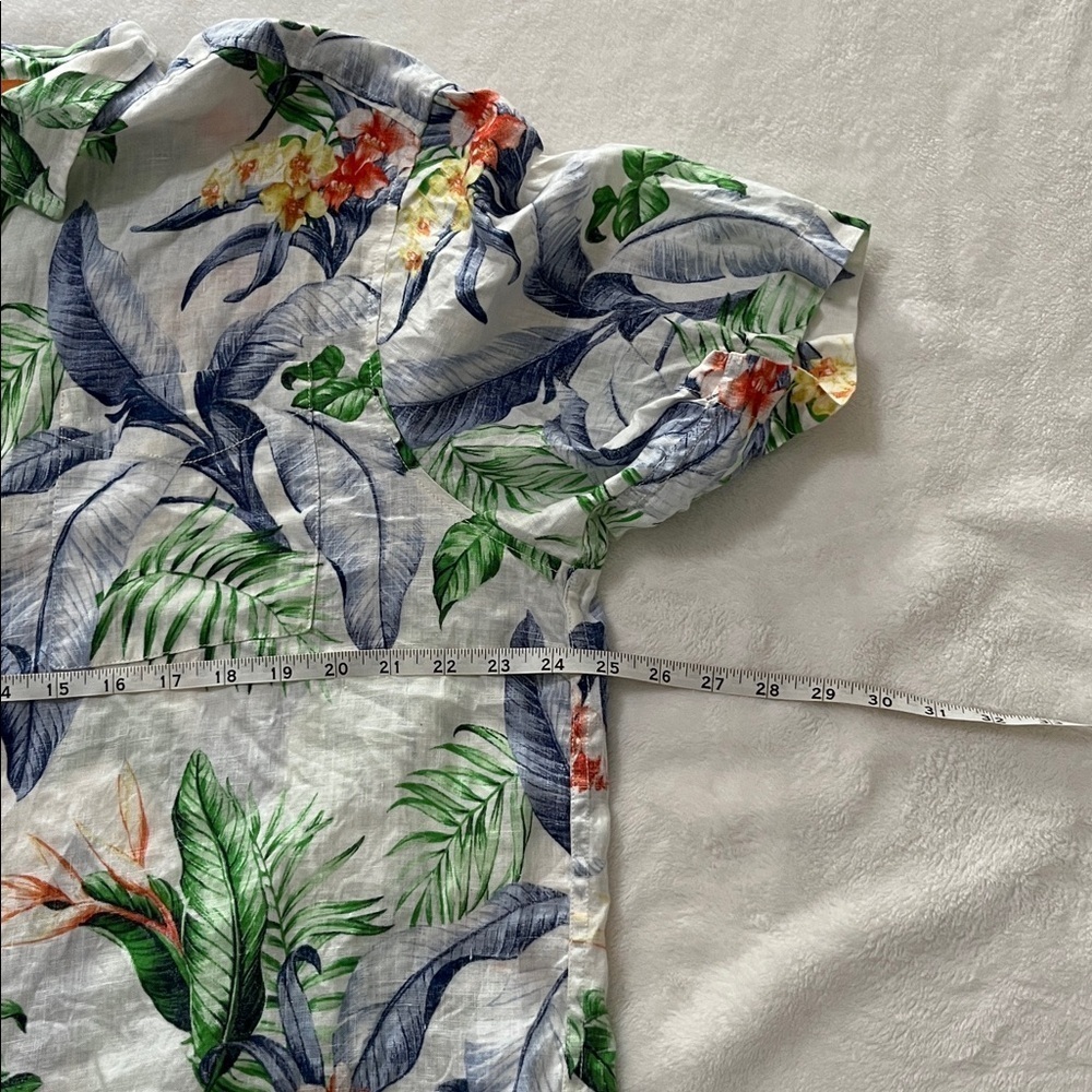 Tommy Bahama Tropical Print Shirt - Green and Orange Accents - Picture 10 of 13